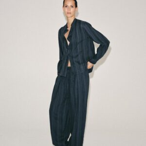 ZW COLLECTION STRIPED SHIRT WITH FROG FASTENING