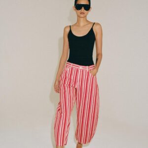 ZW COLLECTION MID-WAIST STRIPED BALLOON CAPRI JEANS