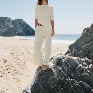 WIDE STRIPED TROUSERS WITH BELT