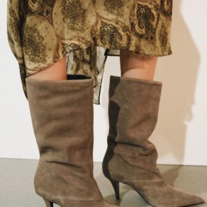 GATHERED SPLIT SUEDE HEELED BOOTS