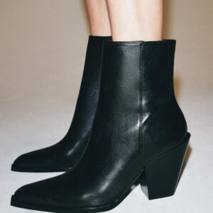 LEATHER COWBOY ANKLE BOOTS