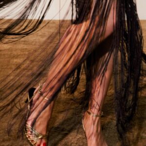 METALLIC KNOTTED HEEL SANDALS
