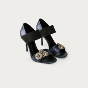 MARISA BERENSON X ZARA METALLIC LEATHER HEEL SANDALS