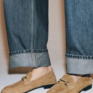 SUEDE LOAFERS WITH METAL APPLIQUÉ