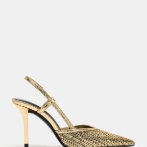 METALLIC BRAIDED EFFECT HEELED SLINGBACK SHOES