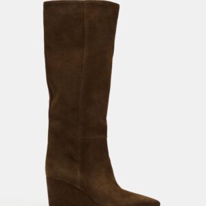 SPLIT SUEDE WEDGE BOOTS