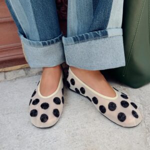 PRINTED BEADED BALLERINA FLATS