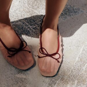 MESH BALLERINA FLATS WITH BOW