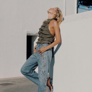 DENIM KITTEN-HEEL SANDALS