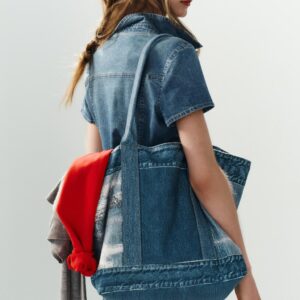 DENIM EFFECT TOTE BAG