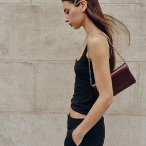 PATENT-EFFECT SHOULDER BAG