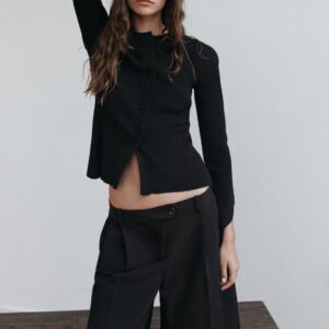 KNIT CARDIGAN WITH PUFF SLEEVES