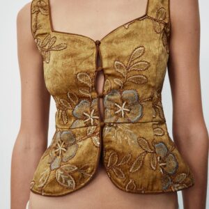 EMBROIDERED BEADED WAISTCOAT TOP