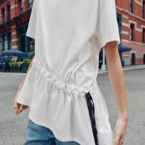 CONTRAST DRAWSTRING T-SHIRT
