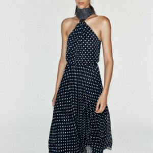POLKA DOT HALTER MIDI DRESS