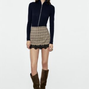 CHECK LACE SKORT
