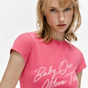 BRITNEY SPEARS WASHED EFFECT CROP T-SHIRT