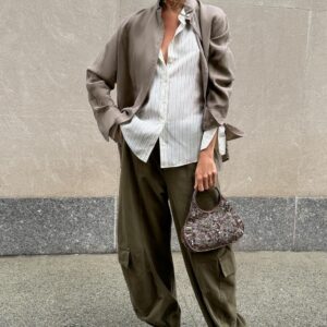 ZW COLLECTION 100% SILK STRIPED SHIRT