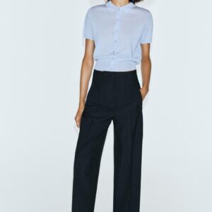 HIGH-WAIST BARREL-LEG TROUSERS