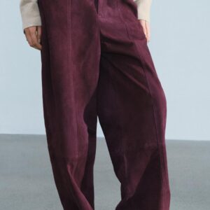 ZW COLLECTION 100% SUEDE LEATHER TROUSERS WITH POCKETS