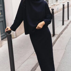 KNIT MIDI SKIRT WITH ELASTIC WAIST