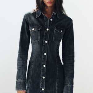 TRF DENIM MINI DRESS WITH SHOULDER PADS