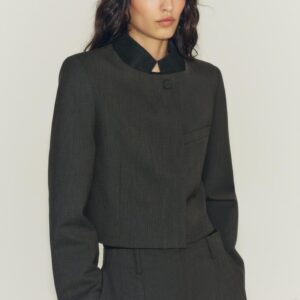 ZW COLLECTION CROPPED BLAZER WITH CONTRAST COLLAR