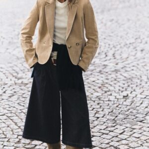 100% LEATHER CROPPED BLAZER WITH SHOULDER PADS