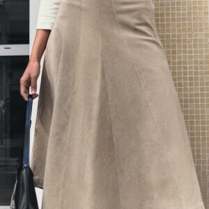 100% LEATHER MIDI SKIRT