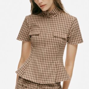 CHECKS ZIP TOP