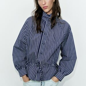 STRIPED HIGH NECK SHIRT