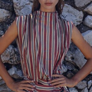 STRIPED TOP WITH KNOT DETAIL