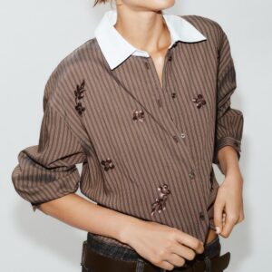 STRIPED SEQUIN SHIRT