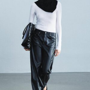ZW COLLECTION ANKLE-LENGTH RELAXED-FIT LEATHER-EFFECT TROUSERS