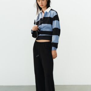 STRIPED POLO SHIRT WITH CONTRAST COLLAR