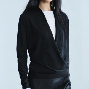 CROSSOVER KNIT JUMPER WITH DRAPED NECKLINE
