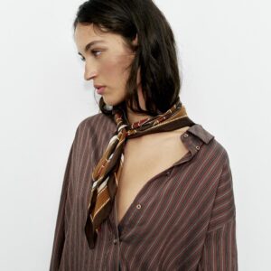 GEOMETRIC PRINT SILK SCARF