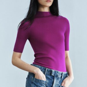 100% EXTRA-FINE WOOL SHORT-SLEEVE TOP