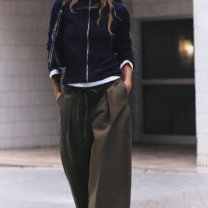 WIDE-LEG DARTED TROUSERS WITH BELT