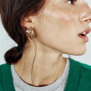 DOUBLE HOOP FAUX PEARL EARRINGS