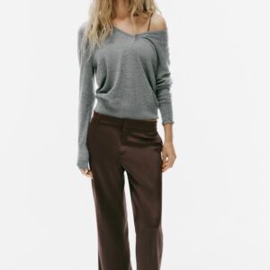 SATIN LOW-RISE TROUSERS