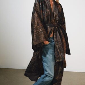 LONG JACQUARD LINEN-BLEND KIMONO
