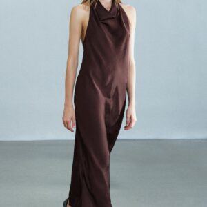 ZW COLLECTION HALTER SATIN MIDI DRESS
