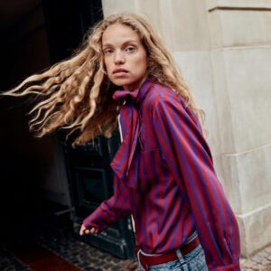 STRIPED BLOUSE WITH BOW