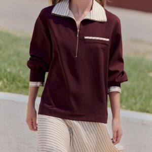 CONTRAST ZIP-UP SHORT DRESS