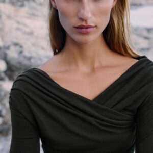 DRAPED SURPLICE NECK TOP