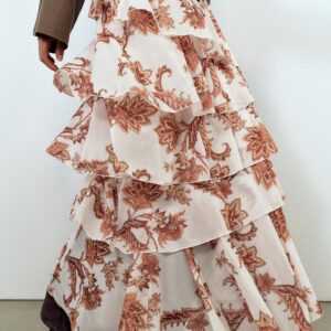 PRINTED RUFFLE SKIRT