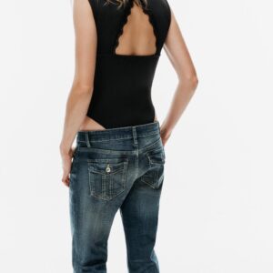 LACE-BACK CUT-OUT BODYSUIT