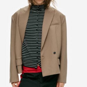 TOPSTITCHED OVERSIZE CROPPED BLAZER