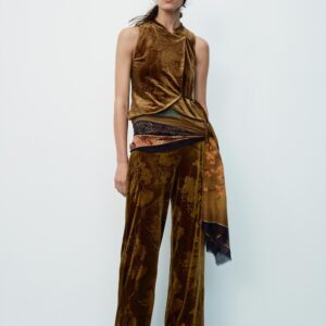 PRINTED VELVET TROUSERS